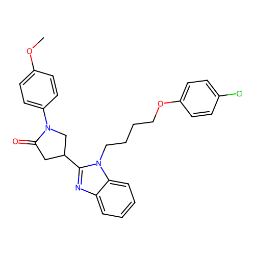 4-{1-[4-(4-chlorophenoxy)butyl]-1H-benzimidazol-2-yl}-1-(4-methoxyphenyl)pyrrolidin-2-one structure