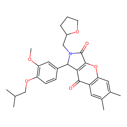 1-[3-methoxy-4-(2-methylpropoxy)phenyl]-6,7-dimethyl-2-(tetrahydrofuran-2-ylmethyl)-1,2-dihydrochromeno[2,3-c]pyrrole-3,9-dione structure
