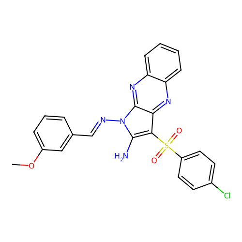 (E)-3-((4-chlorophenyl)sulfonyl)-N1-(3-methoxybenzylidene)-1H-pyrrolo[2,3-b]quinoxaline-1,2-diamine structure