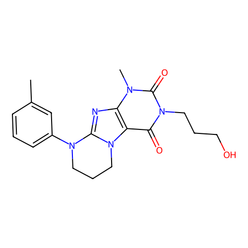 3-(3-hydroxypropyl)-1-methyl-9-(3-methylphenyl)-7,8-dihydro-6H-purino[7,8-a]pyrimidine-2,4-dione structure