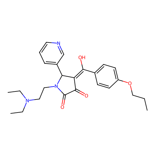 (4E)-1-(2-diethylaminoethyl)-4-[hydroxy-(4-propoxyphenyl)methylidene]-5-pyridin-3-ylpyrrolidine-2,3-dione structure