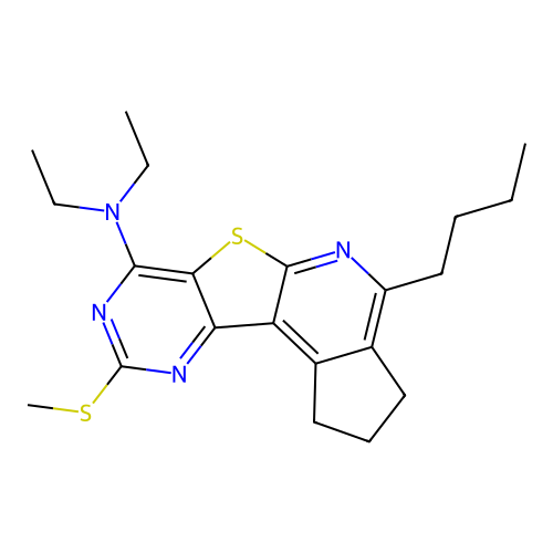 4-butyl-N,N-diethyl-9-(methylsulfanyl)-2,3-dihydro-1H-cyclopenta[4',5']pyrido[3',2':4,5]thieno[3,2-d]pyrimidin-7-amine structure