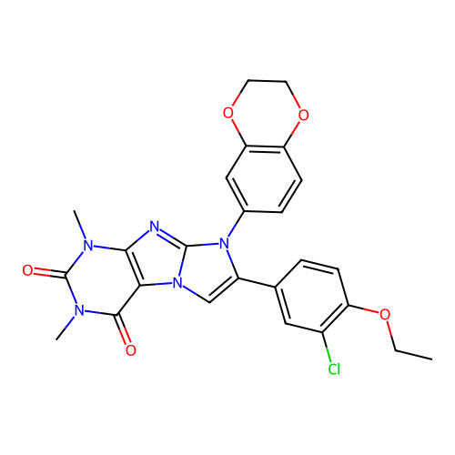 7-(3-chloro-4-ethoxyphenyl)-6-(2,3-dihydro-1,4-benzodioxin-6-yl)-2,4-dimethylpurino[7,8-a]imidazole-1,3-dione structure