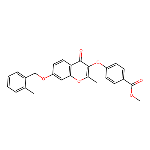 Methyl 4-{2-methyl-7-[(2-methylphenyl)methoxy]-4-oxochromen-3-yloxy}benzoate structure