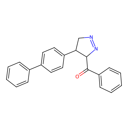 phenyl-[4-(4-phenylphenyl)-4,5-dihydro-3H-pyrazol-3-yl]methanone structure