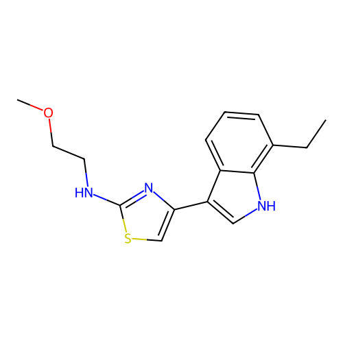 4-(7-ethyl-1H-indol-3-yl)-N-(2-methoxyethyl)-1,3-thiazol-2-amine structure