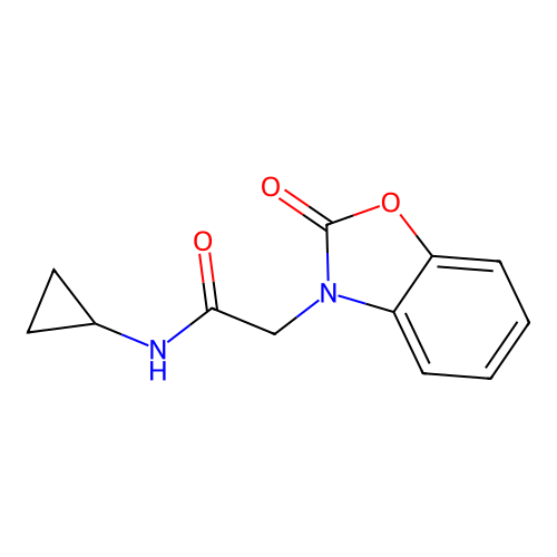 N-cyclopropyl-2-(2-oxo-2,3-dihydro-1,3-benzoxazol-3-yl)acetamide structure