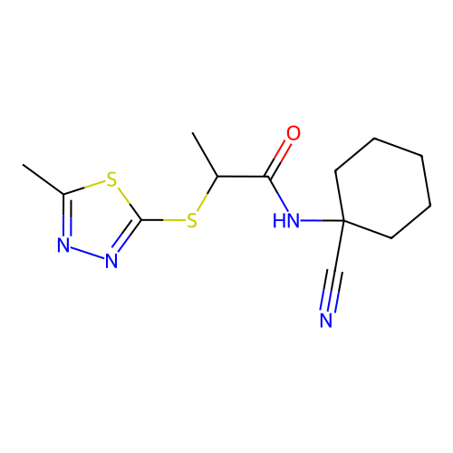 N-(1-cyanocyclohexyl)-2-[(5-methyl-1,3,4-thiadiazol-2-yl)sulfanyl]propanamide structure