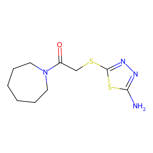 2-((5-Amino-1,3,4-thiadiazol-2-yl)thio)-1-(azepan-1-yl)ethan-1-one structure
