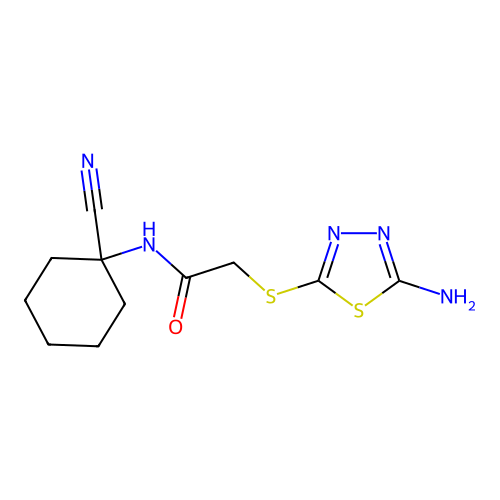 2-[(5-amino-1,3,4-thiadiazol-2-yl)sulfanyl]-N-(1-cyanocyclohexyl)acetamide structure