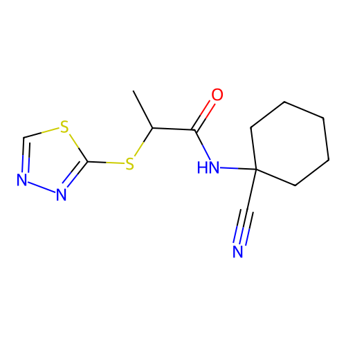 N-(1-cyanocyclohexyl)-2-(1,3,4-thiadiazol-2-ylsulfanyl)propanamide structure