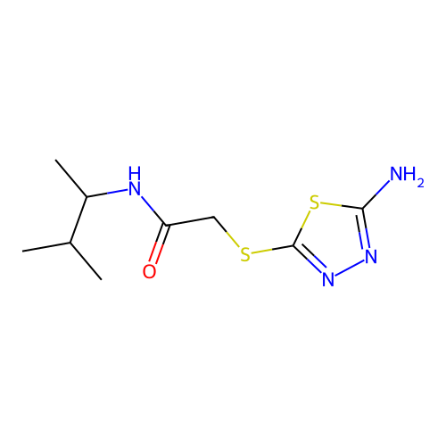 2-((5-Amino-1,3,4-thiadiazol-2-yl)thio)-N-(3-methylbutan-2-yl)acetamide structure