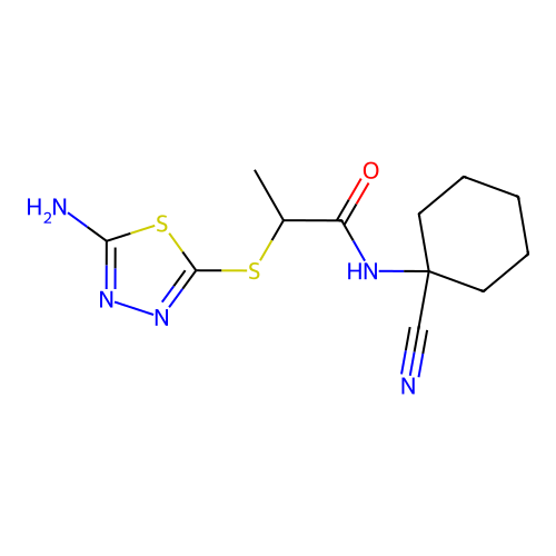 2-[(5-amino-1,3,4-thiadiazol-2-yl)sulfanyl]-N-(1-cyanocyclohexyl)propanamide structure