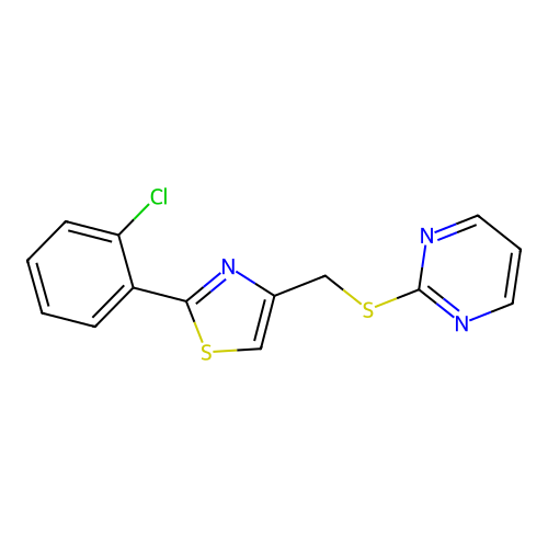 2-(2-Chlorophenyl)-4-(pyrimidin-2-ylsulfanylmethyl)-1,3-thiazole structure
