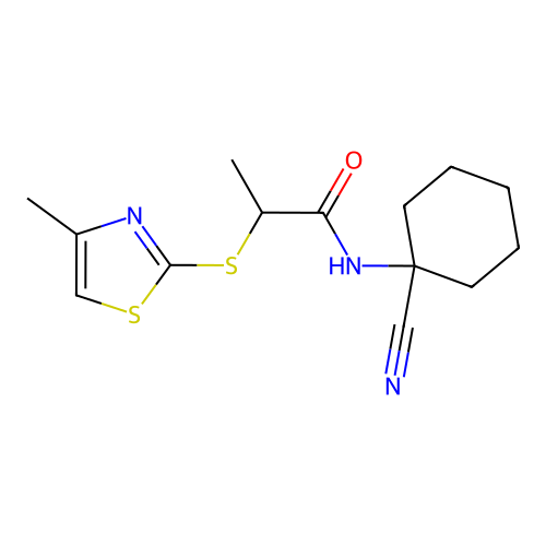N-(1-cyanocyclohexyl)-2-[(4-methyl-1,3-thiazol-2-yl)sulfanyl]propanamide structure