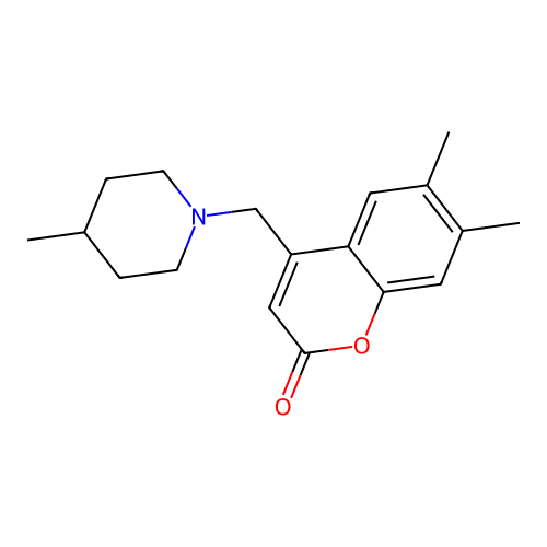 6,7-Dimethyl-4-[(4-methylpiperidin-1-yl)methyl]chromen-2-one structure
