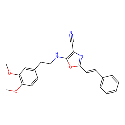 5-((3,4-Dimethoxyphenethyl)amino)-2-styryloxazole-4-carbonitrile structure