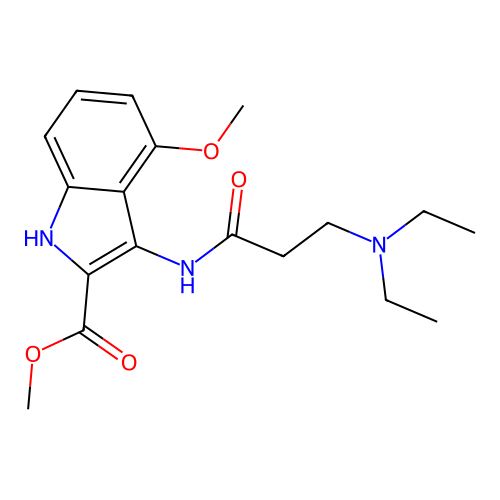 methyl 3-[(N,N-diethyl-beta-alanyl)amino]-4-methoxy-1H-indole-2-carboxylate structure