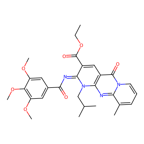 (Z)-ethyl 1-isobutyl-10-methyl-5-oxo-2-((3,4,5-trimethoxybenzoyl)imino)-2,5-dihydro-1H-dipyrido[1,2-a:2',3'-d]pyrimidine-3-carboxylate structure