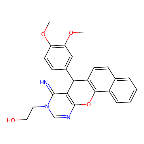 2-[7-(3,4-dimethoxyphenyl)-8-imino-7H-benzo[7,8]chromeno[2,3-d]pyrimidin-9(8H)-yl]ethanol structure