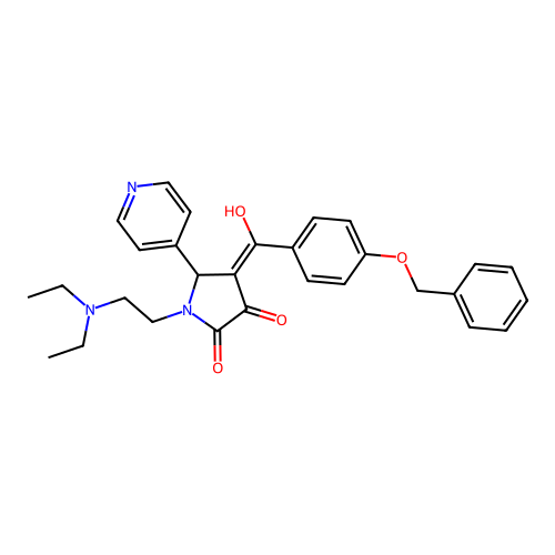 (4E)-1-(2-diethylaminoethyl)-4-[hydroxy-(4-phenylmethoxyphenyl)methylidene]-5-pyridin-4-ylpyrrolidine-2,3-dione structure