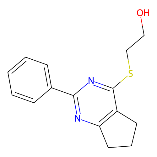 2-[(2-phenyl-6,7-dihydro-5H-cyclopenta[d]pyrimidin-4-yl)sulfanyl]ethanol structure
