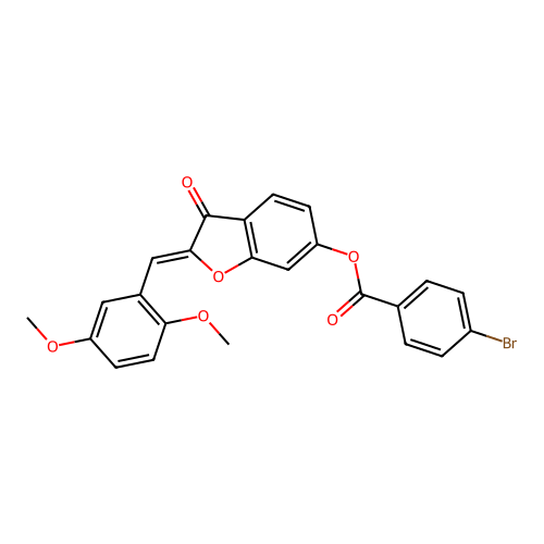 2-[(2,5-Dimethoxyphenyl)methylene]-3-oxobenzo[3,4-b]furan-6-yl 4-bromobenzoate structure