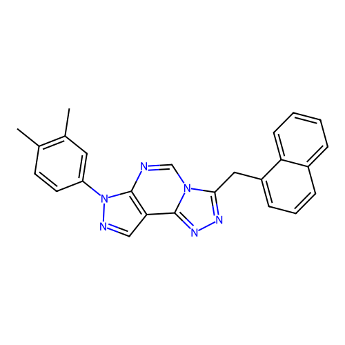 7-(3,4-dimethylphenyl)-3-(naphthalen-1-ylmethyl)-7H-pyrazolo[4,3-e][1,2,4]triazolo[4,3-c]pyrimidine structure