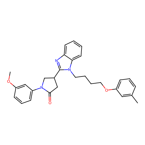 1-(3-methoxyphenyl)-4-{1-[4-(3-methylphenoxy)butyl]-1H-benzimidazol-2-yl}pyrrolidin-2-one structure