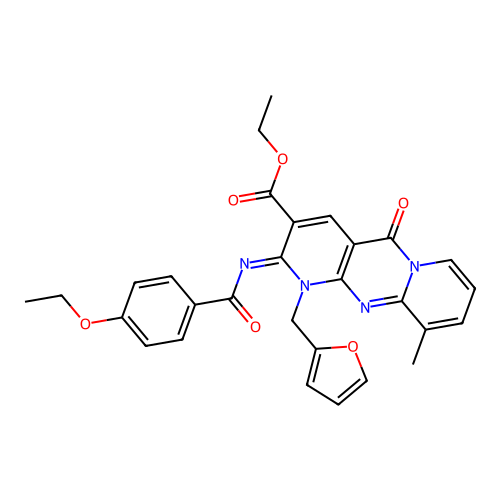 (Z)-ethyl 2-((4-ethoxybenzoyl)imino)-1-(furan-2-ylmethyl)-10-methyl-5-oxo-2,5-dihydro-1H-dipyrido[1,2-a:2',3'-d]pyrimidine-3-carboxylate structure