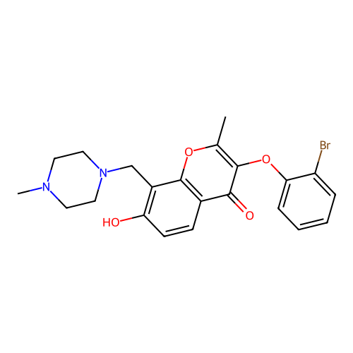 3-(2-bromophenoxy)-7-hydroxy-2-methyl-8-[(4-methylpiperazin-1-yl)methyl]-4H-chromen-4-one structure