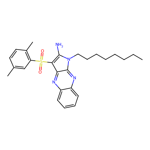 3-((2,5-dimethylphenyl)sulfonyl)-1-octyl-1H-pyrrolo[2,3-b]quinoxalin-2-amine structure