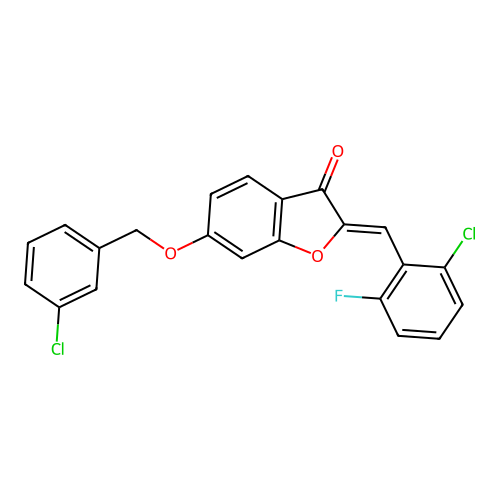 (2Z)-6-[(3-chlorobenzyl)oxy]-2-(2-chloro-6-fluorobenzylidene)-1-benzofuran-3(2H)-one structure