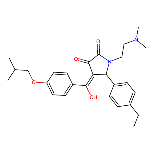 1-(2-dimethylaminoethyl)-5-(4-ethylphenyl)-4-[hydroxy-[4-(2-methylpropoxy)phenyl]methylidene]pyrrolidine-2,3-dione structure