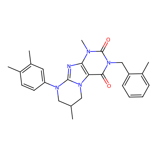 9-(3,4-dimethylphenyl)-1,7-dimethyl-3-(2-methylbenzyl)-6,7,8,9-tetrahydropyrimido[2,1-f]purine-2,4(1H,3H)-dione structure