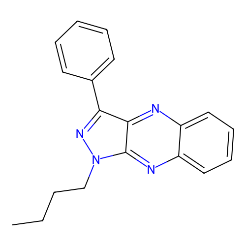 1-Butyl-3-phenyl-1H-pyrazolo[3,4-b]quinoxaline structure