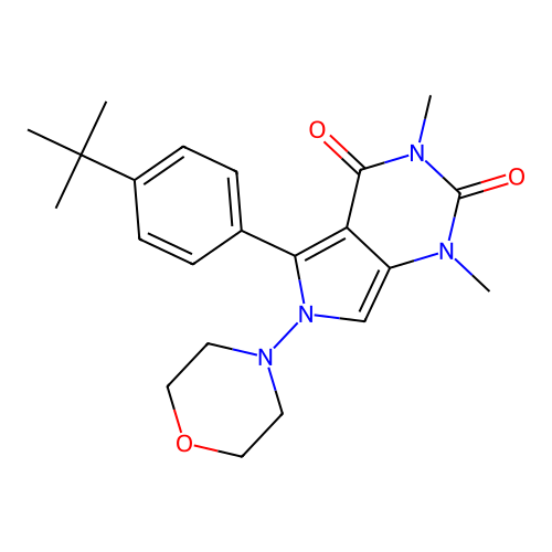 5-(4-tert-butylphenyl)-1,3-dimethyl-6-morpholin-4-ylpyrrolo[3,4-d]pyrimidine-2,4-dione structure