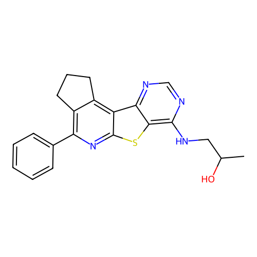1-((4-phenyl-2,3-dihydro-1H-cyclopenta[4',5']pyrido[3',2':4,5]thieno[3,2-d]pyrimidin-7-yl)amino)propan-2-ol structure