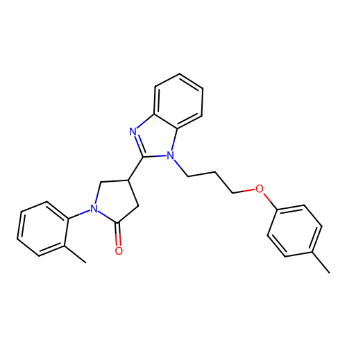 1-(2-methylphenyl)-4-{1-[3-(4-methylphenoxy)propyl]benzimidazol-2-yl}pyrrolidi n-2-one structure