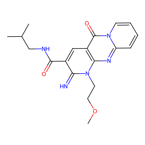 2-imino-N~3~-isobutyl-1-(2-methoxyethyl)-5-oxo-1,5-dihydro-2H-dipyrido[1,2-a:2,3-d]pyrimidine-3-carboxamide structure