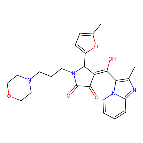 3-hydroxy-5-(5-methylfuran-2-yl)-4-{2-methylimidazo[1,2-a]pyridine-3-carbonyl}-1-[3-(morpholin-4-yl)propyl]-2,5-dihydro-1H-pyrrol-2-one structure