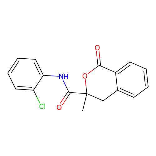 N-(2-chlorophenyl)-3-methyl-1-oxo-3,4-dihydro-1H-isochromene-3-carboxamide structure