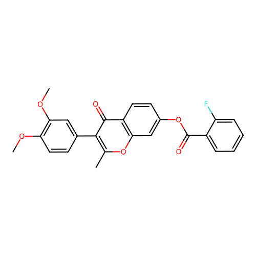 3-(3,4-dimethoxyphenyl)-2-methyl-4-oxo-4H-chromen-7-yl 2-fluorobenzoate structure