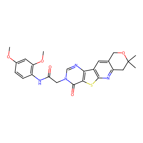 N-(2,4-dimethoxyphenyl)-2-(8,8-dimethyl-4-oxo-7,10-dihydro-8H-pyrano[3'',4'':5',6']pyrido[3',2':4,5]thieno[3,2-d]pyrimidin-3(4H)-yl)acetamide structure