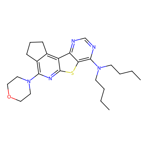 N,N-dibutyl-4-(morpholin-4-yl)-2,3-dihydro-1H-cyclopenta[4',5']pyrido[3',2':4,5]thieno[3,2-d]pyrimidin-7-amine structure