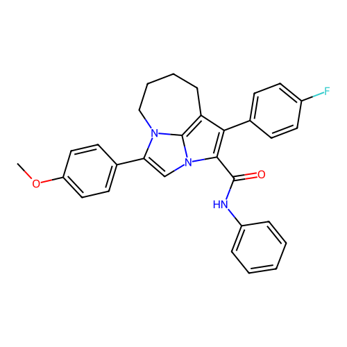1-(4-fluorophenyl)-4-(4-methoxyphenyl)-N-phenyl-5,6,7,8-tetrahydro-2a,4a-diazacyclopenta[cd]azulene-2-carboxamide structure