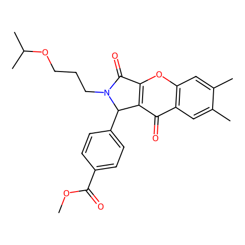 methyl 4-{6,7-dimethyl-3,9-dioxo-2-[3-(propan-2-yloxy)propyl]-1,2,3,9-tetrahydrochromeno[2,3-c]pyrrol-1-yl}benzoate structure
