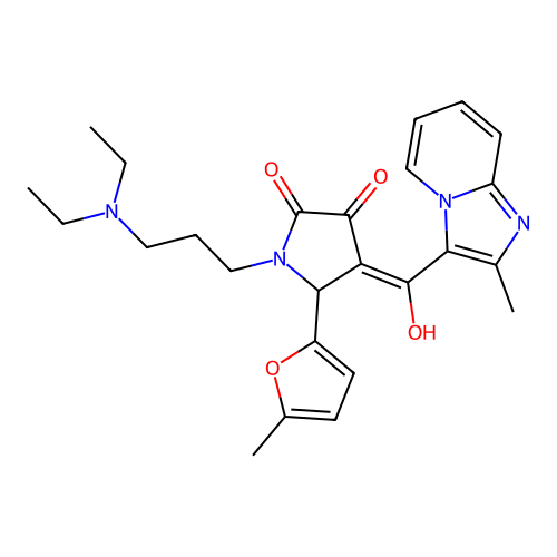 (4E)-1-[3-(diethylamino)propyl]-4-[hydroxy-(2-methylimidazo[1,2-a]pyridin-3-yl)methylidene]-5-(5-methylfuran-2-yl)pyrrolidine-2,3-dione structure