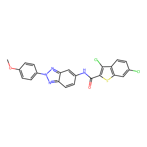 3,6-dichloro-N-[2-(4-methoxyphenyl)-2H-benzotriazol-5-yl]-1-benzothiophene-2-carboxamide structure