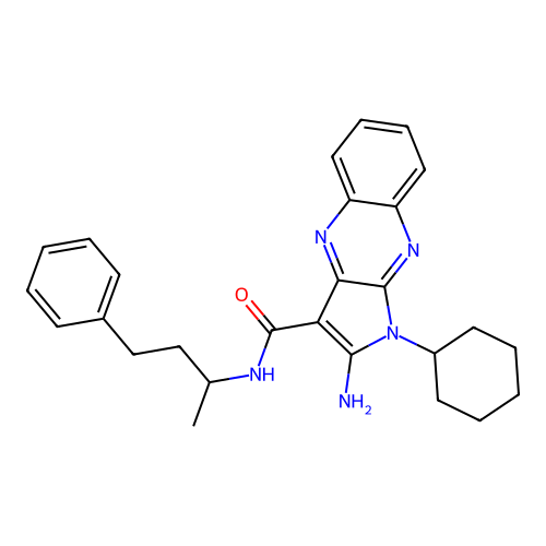 2-amino-1-cyclohexyl-N-(4-phenylbutan-2-yl)-1H-pyrrolo[2,3-b]quinoxaline-3-carboxamide structure